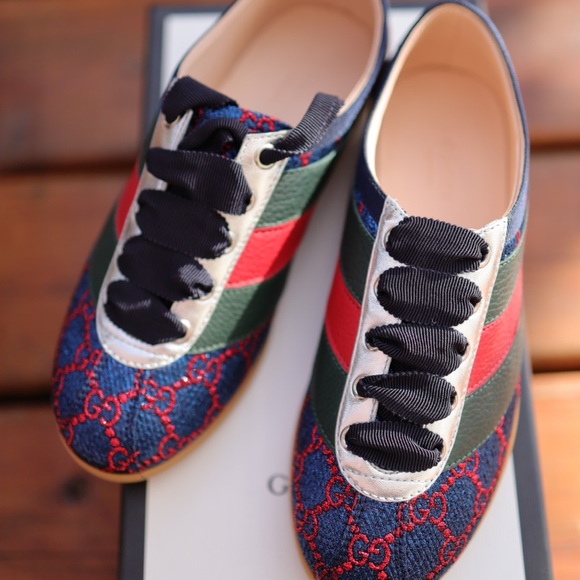 Gucci Women’s Falacer Lurex GG Sneaker Web Shoes - Picture 9 of 9